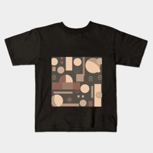 Abstract geometric shapes pattern. Triangles, circles, and rectangles in muted earth tones. Retro-inspired wallpaper design. Kids T-Shirt